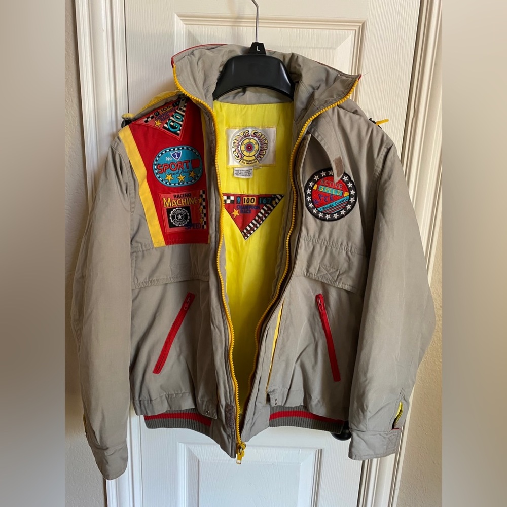 Vintage CLIMATE CONTROL Kids Hooded Jacket Patchwork RACE CAR